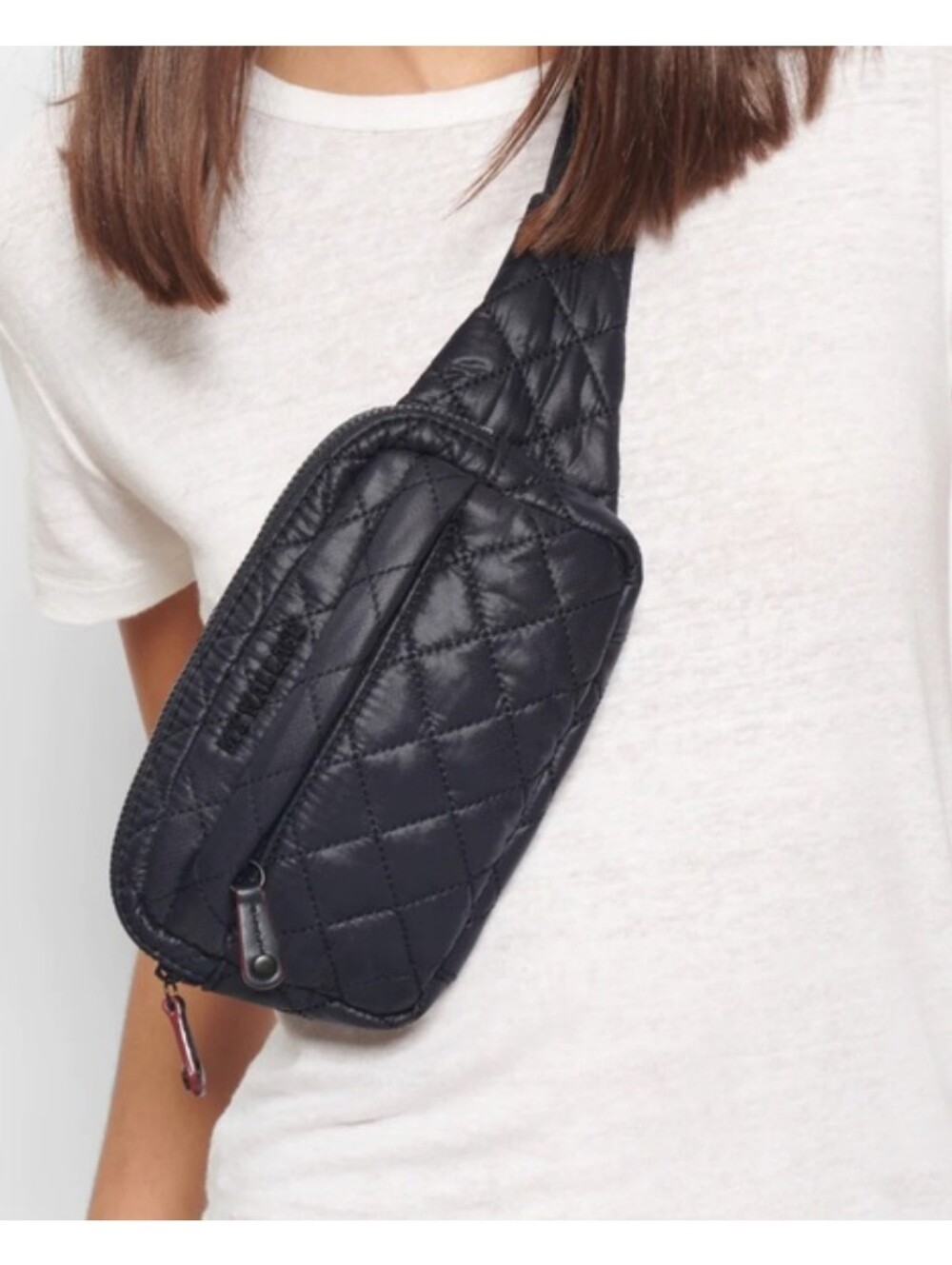 MZ WALLACE | Metro Belt Crossbody Bag Quilted Black Bum Fanny Pack Like New